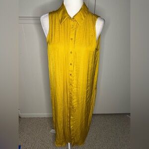 Joie Mustard Yellow Button-Down Midi Dress size M